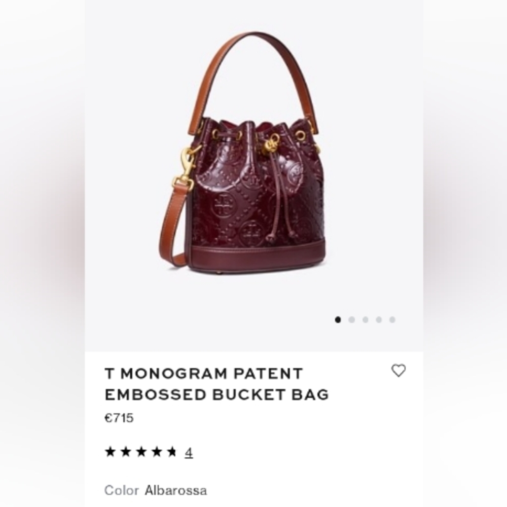 Tory Burch T Monogram Patent Embossed Bucket Bag & Wallet in Albarossa